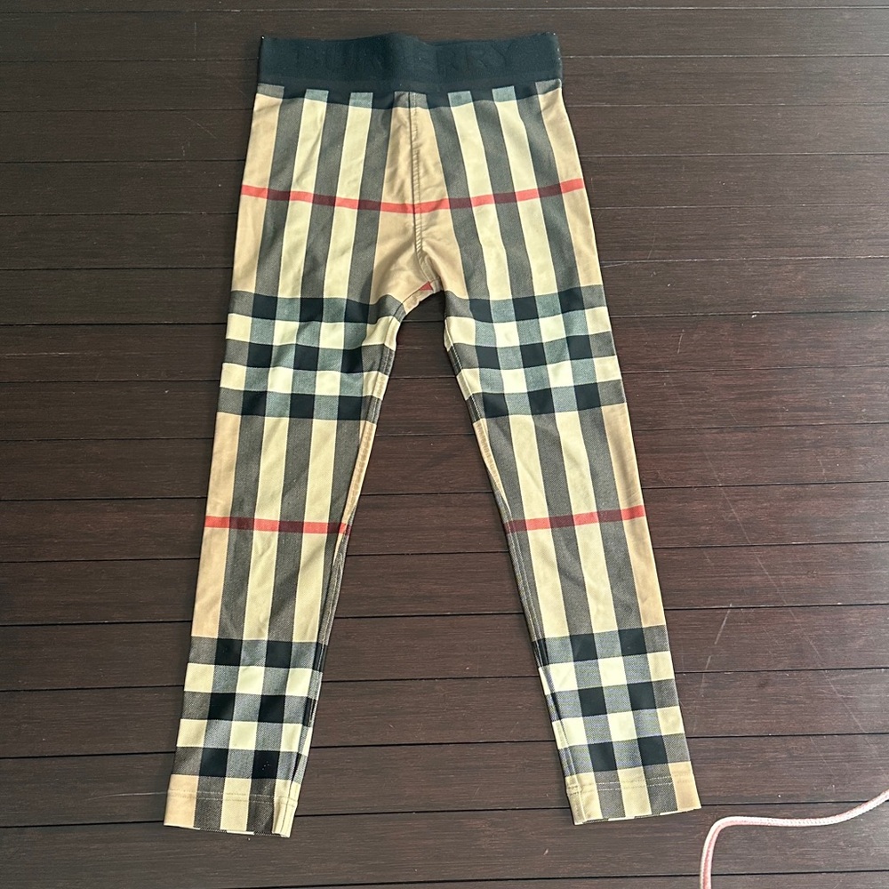 Burberry Kids Beige and Black Check Leggings